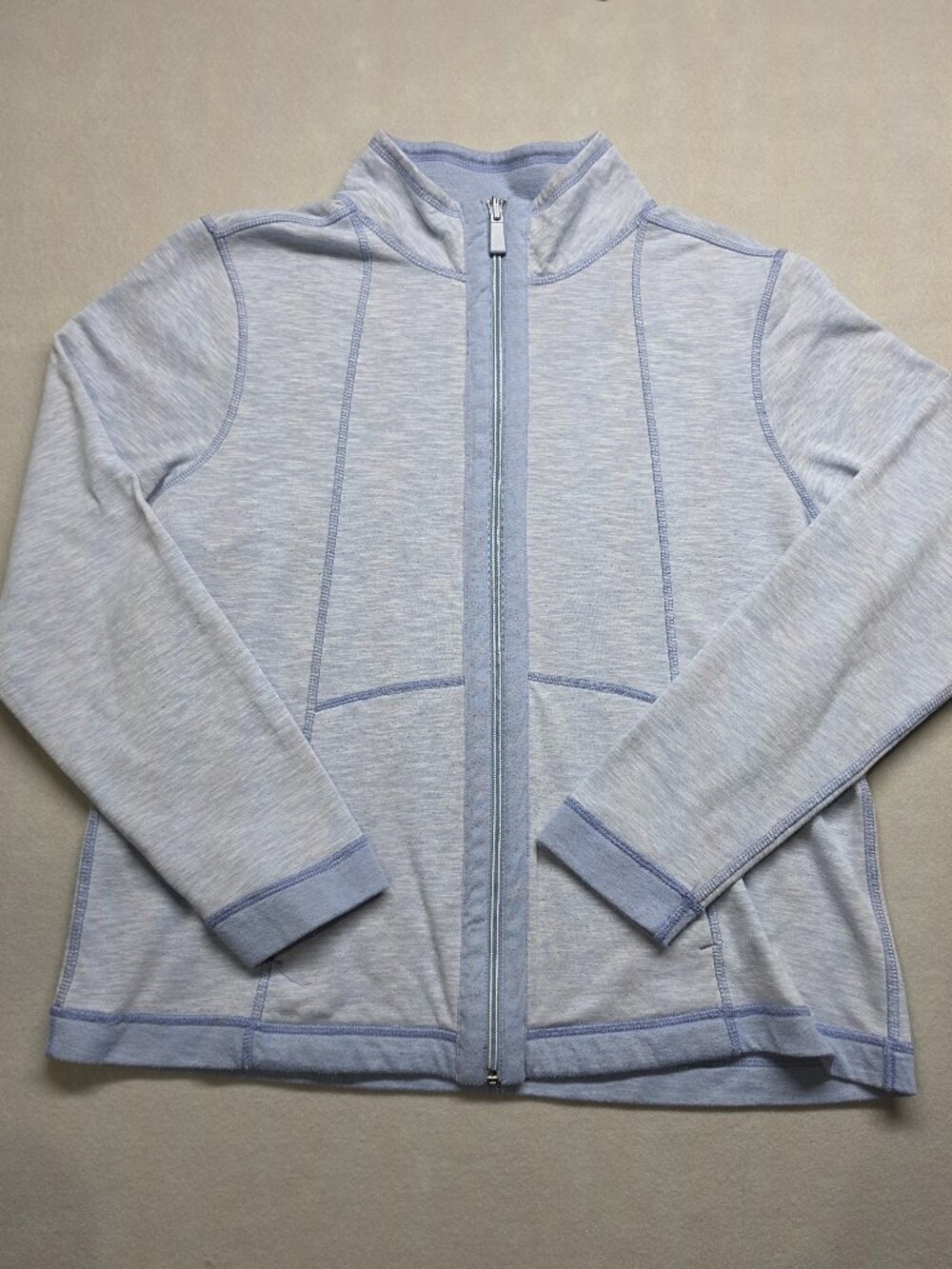 Three Hearts Heathered Light Blue Full Zip Track Jacket Size L